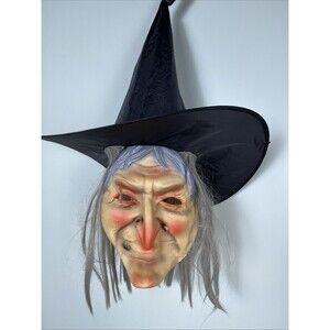 Vintage‎ Halloween Harvest Witch Face Hat Mask Wig Costume Spooky Ugly Warts